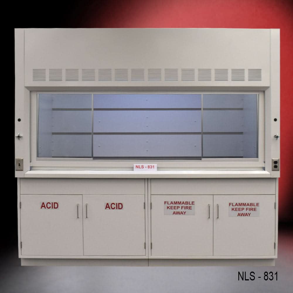 8′ x 4′ Fisher American Fume Hood w/ Acid & Flammable Cabinets