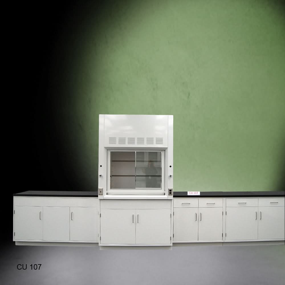 4′ Fisher American Fume Hood w/ Storage 15′ Laboratory Cabinet Group
