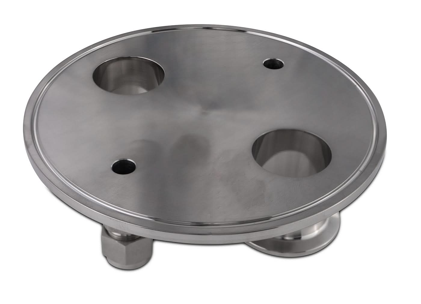 Extractor End Cap (2) 1.5" TriClamp x (2) 1/2" Compression