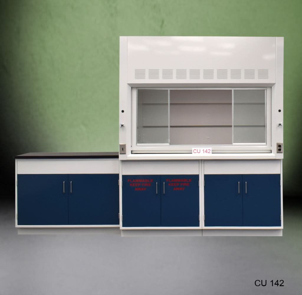 6′ Fisher American Fume Hood w/ 9′ Laboratory Cabinets & Flammable Storage