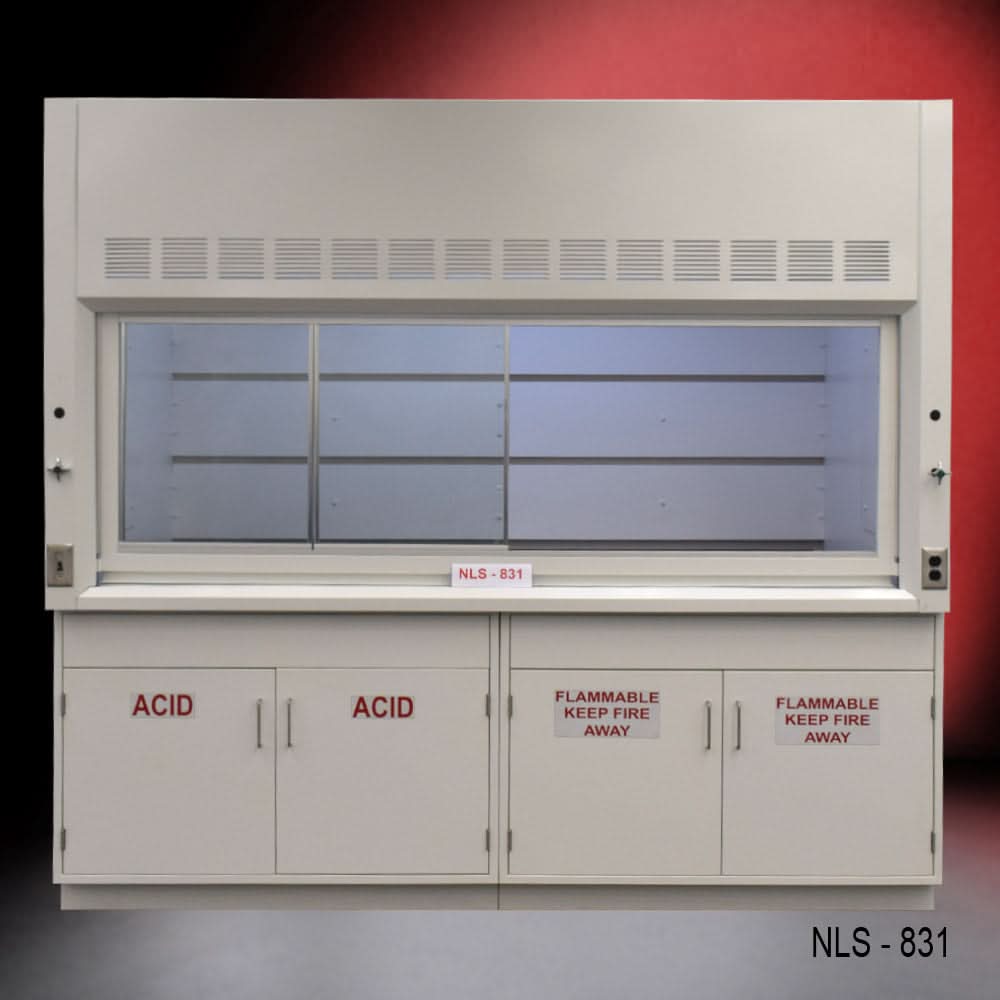 8′ x 4′ Fisher American Fume Hood w/ Acid & Flammable Cabinets