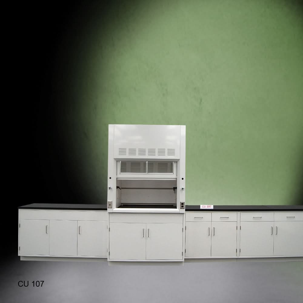 4′ Fisher American Fume Hood w/ Storage 15′ Laboratory Cabinet Group