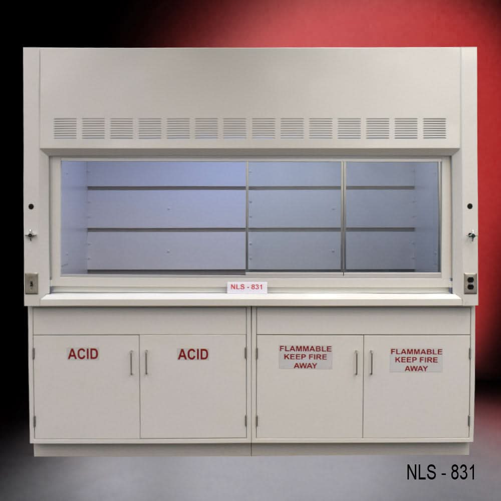 8′ x 4′ Fisher American Fume Hood w/ Acid & Flammable Cabinets