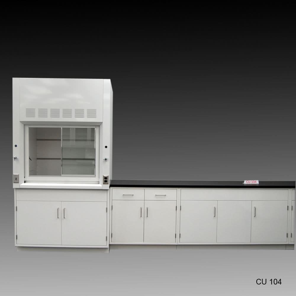4′ Fisher American Fume Hood w/ Storage & 10′ Cabinets