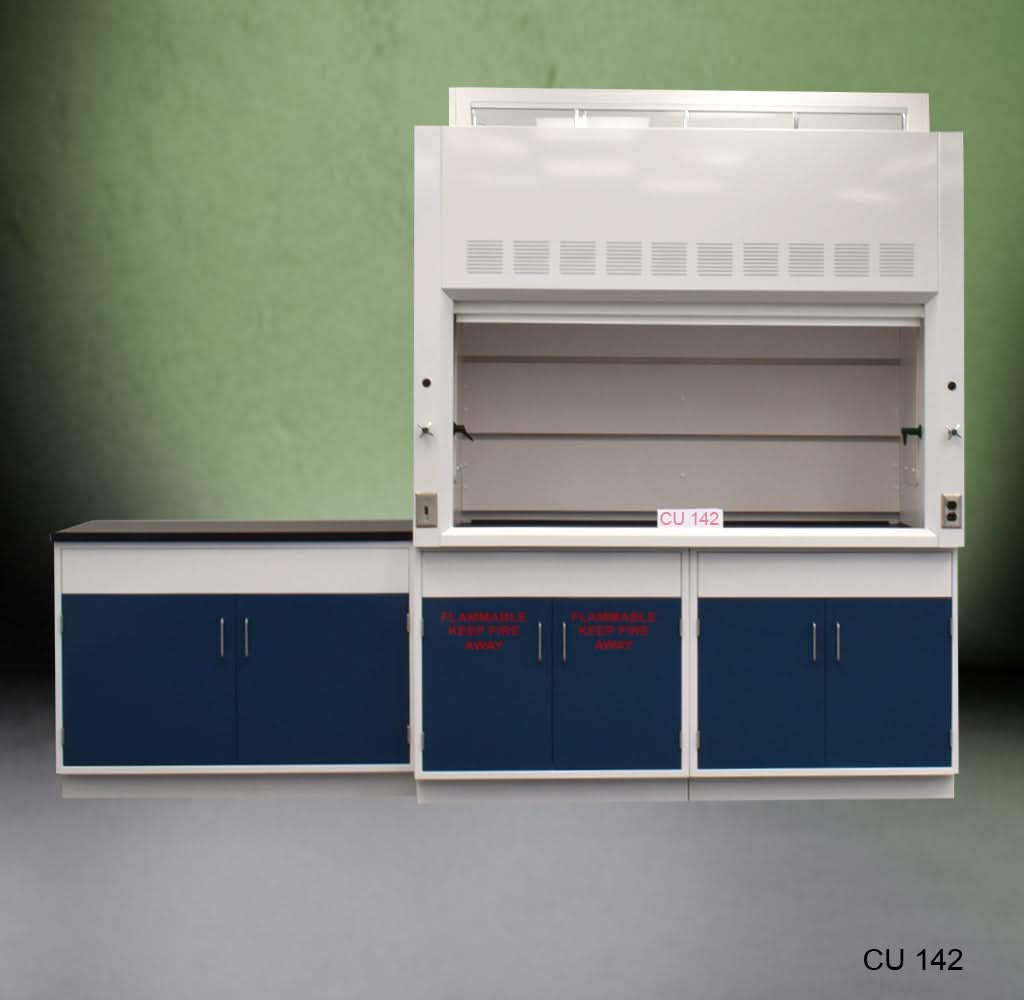 6′ Fisher American Fume Hood w/ 9′ Laboratory Cabinets & Flammable Storage