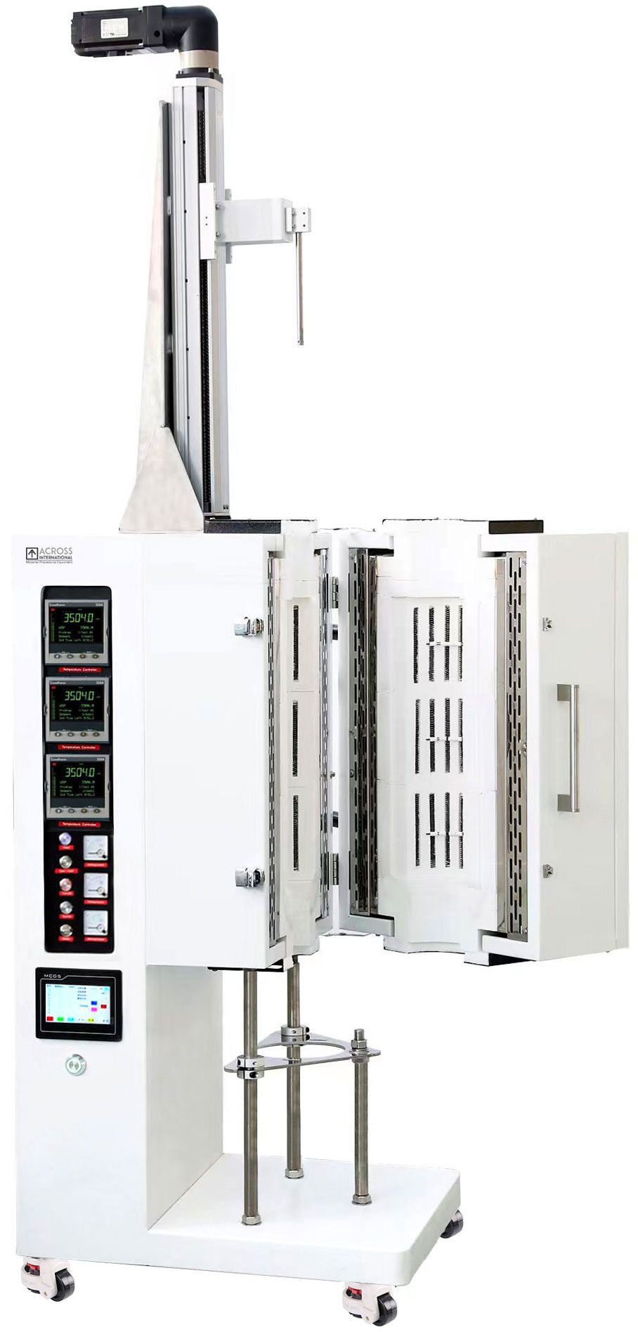 Bridgman Crystal Growth Furnace 1200C 3-Zone with Kanthal Heating Elements \u0026 Swing-Open Chamber 60-100mm