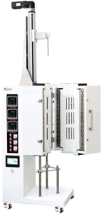 Bridgman Crystal Growth Furnace 1200C 3-Zone with Kanthal Heating Elements & Swing-Open Chamber 60-100mm