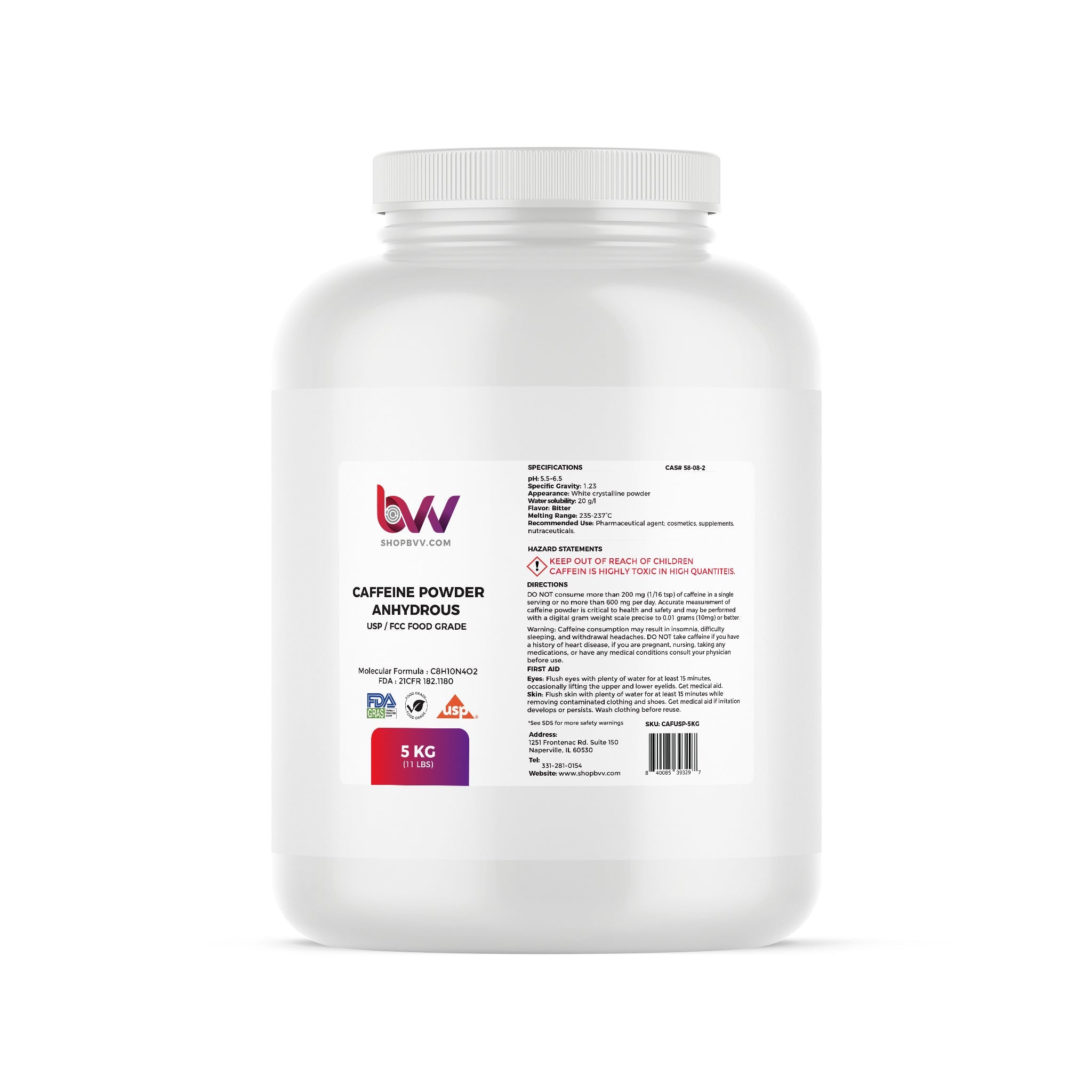 Caffeine Powder ≥99.0% USP/FCC/Food Grade