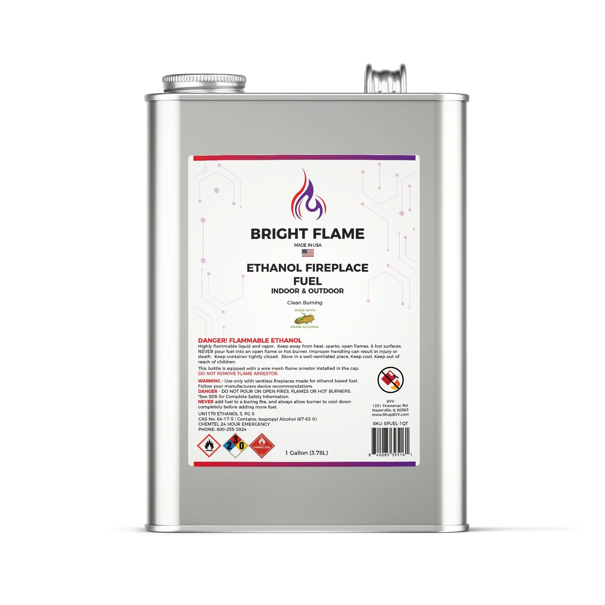 BVV Fireplace Fuel Clean Burning, Odorless, and Smokeless Grain Ethanol, Fuel for Table Top Fire Pit