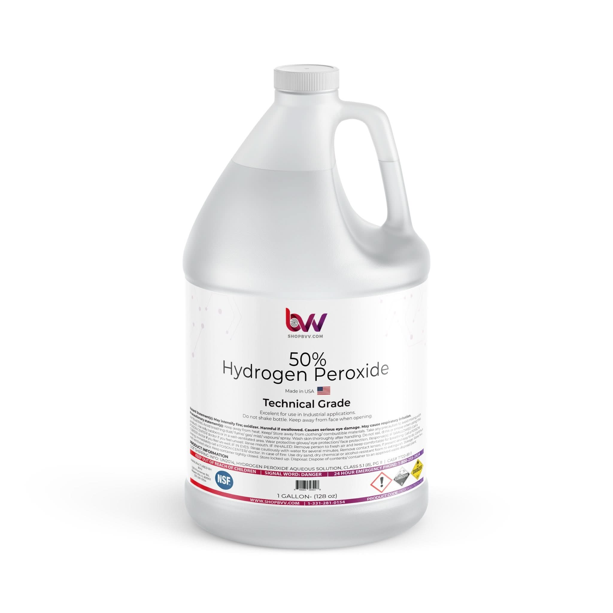 BVV 50% Hydrogen Peroxide Technical Grade, NSF Certified, H2O2