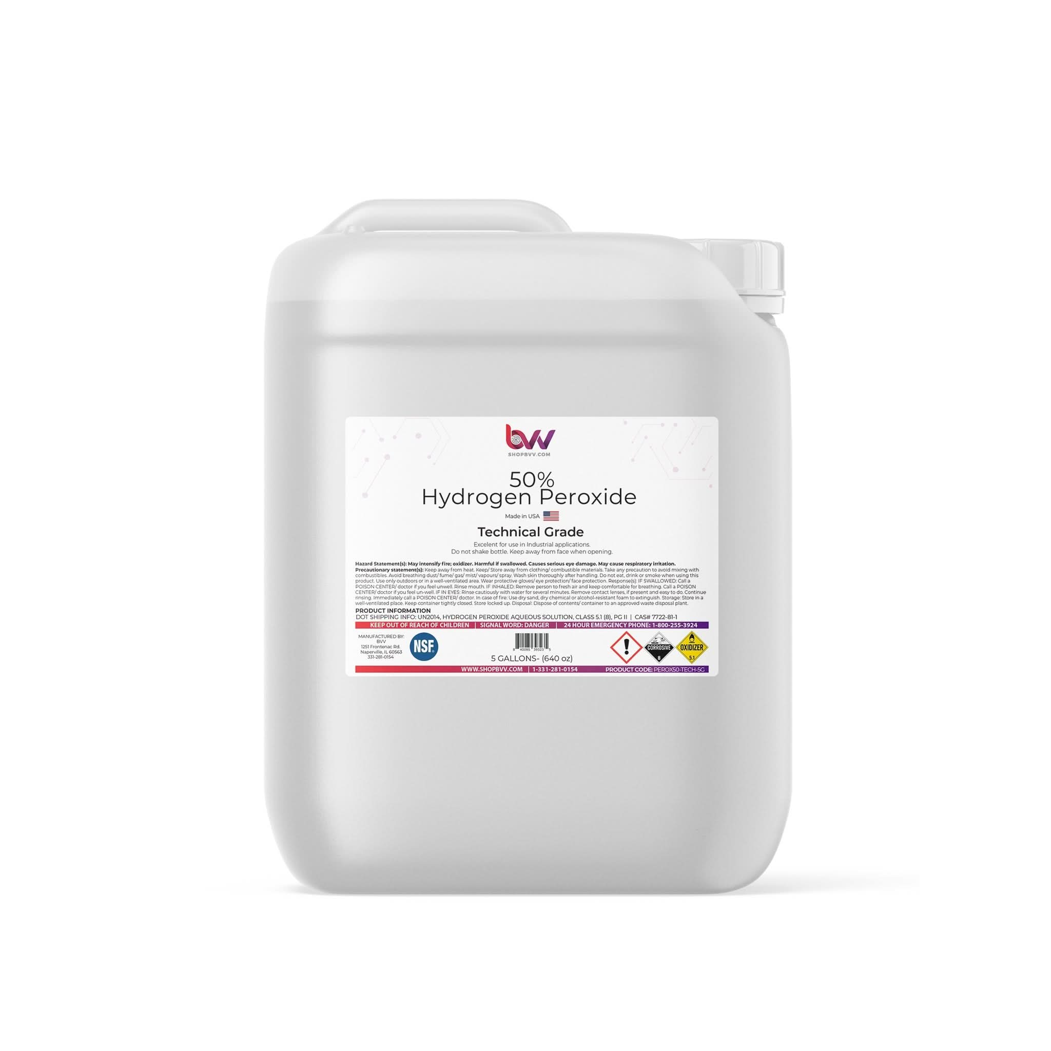 BVV 50% Hydrogen Peroxide Technical Grade, NSF Certified, H2O2