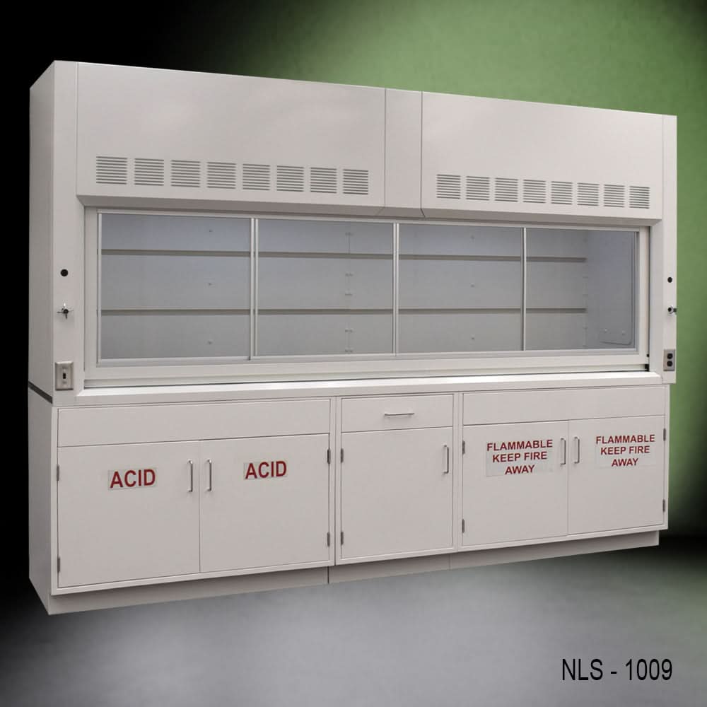 10′ Fisher American Chemical Fume Hood w/ ACID & Flammable Storage