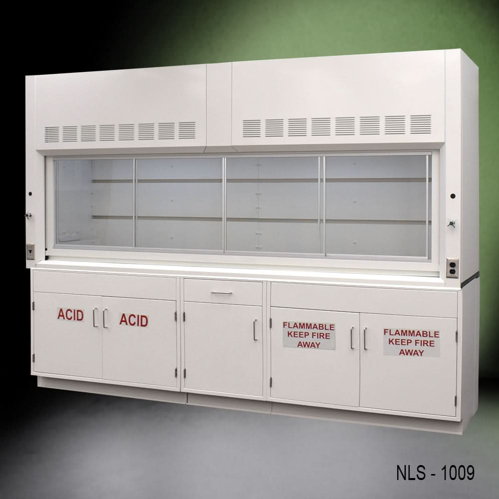 10′ Fisher American Chemical Fume Hood w/ ACID & Flammable Storage