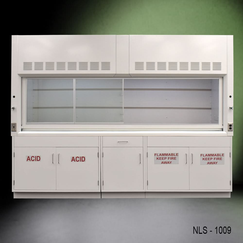 10′ Fisher American Chemical Fume Hood w/ ACID & Flammable Storage