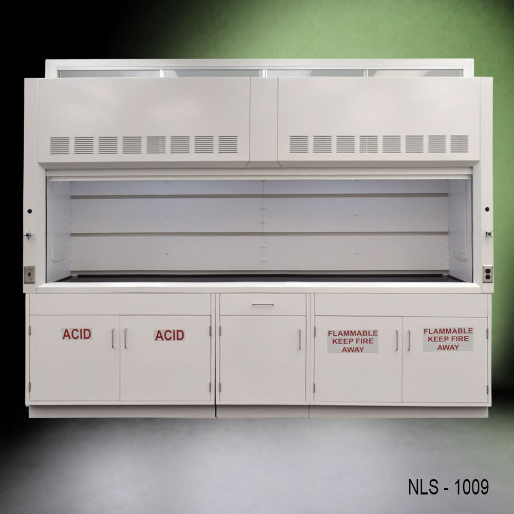 10′ Fisher American Chemical Fume Hood w/ ACID & Flammable Storage
