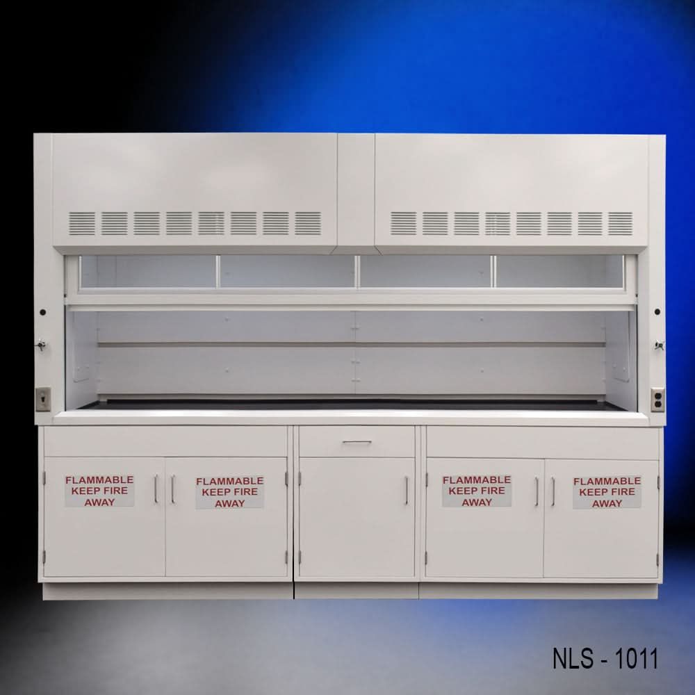 10′ Fisher American Bench Fume Hood w/ Flammable Storage Cabinets