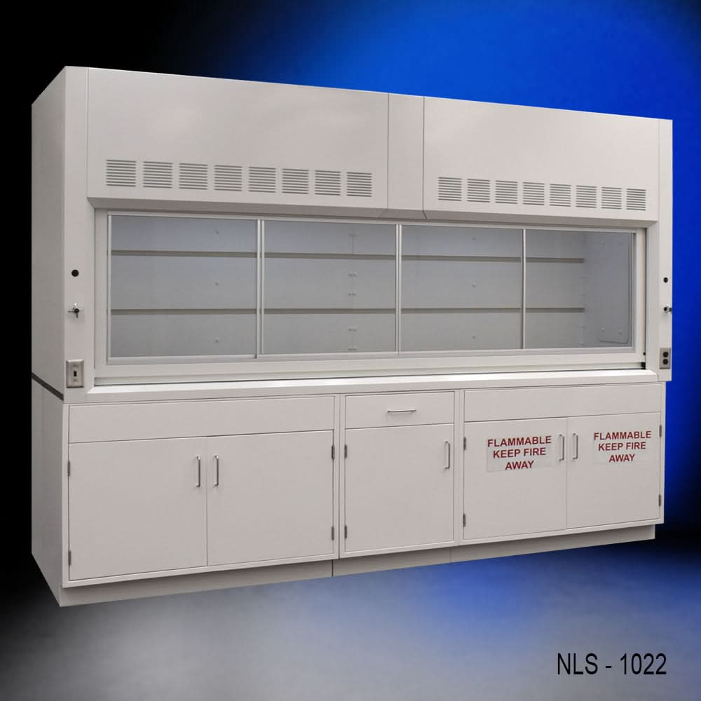 10′ x 48″ Fisher American Fume Hood w/ Flammable & General Storage Cabinets