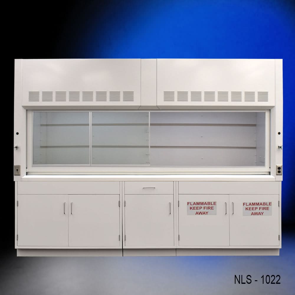 10′ x 48″ Fisher American Fume Hood w/ Flammable & General Storage Cabinets