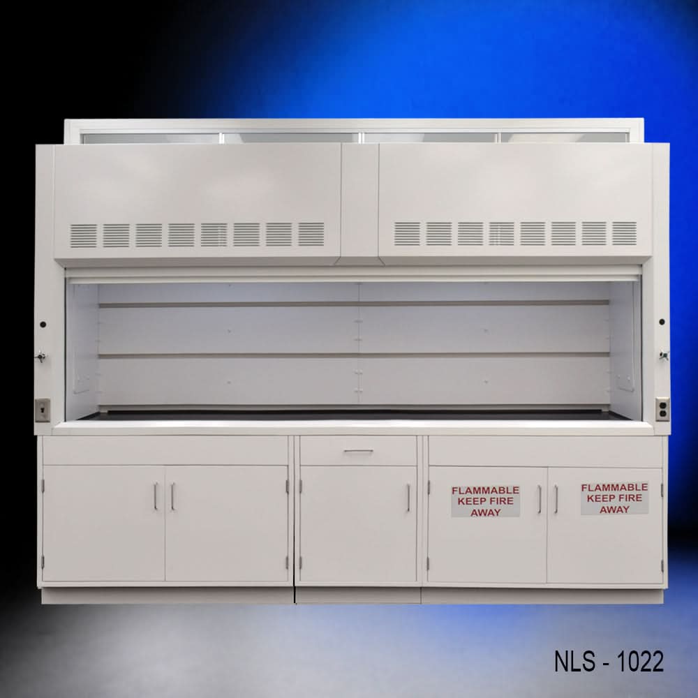10′ x 48″ Fisher American Fume Hood w/ Flammable & General Storage Cabinets