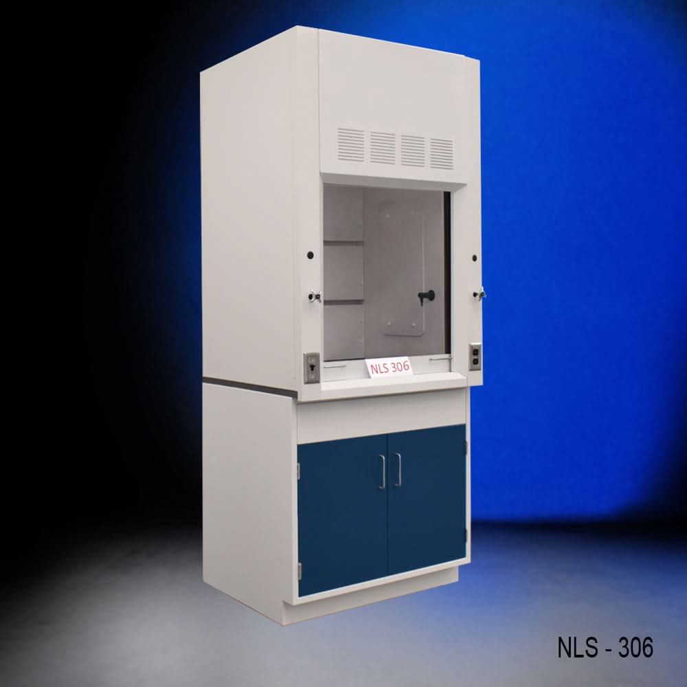 3′ Fisher American Fume Hood w/ Blue General Cabinets