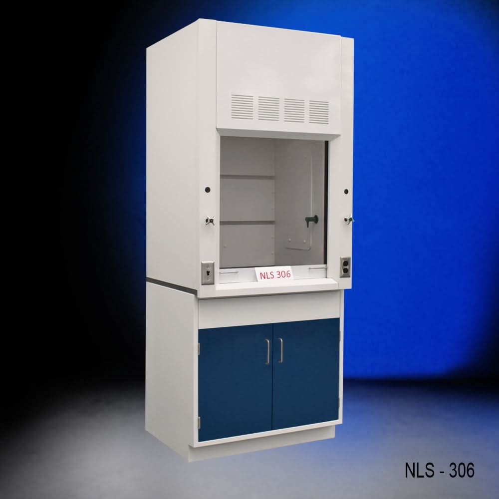 3′ Fisher American Fume Hood w/ Blue General Cabinets