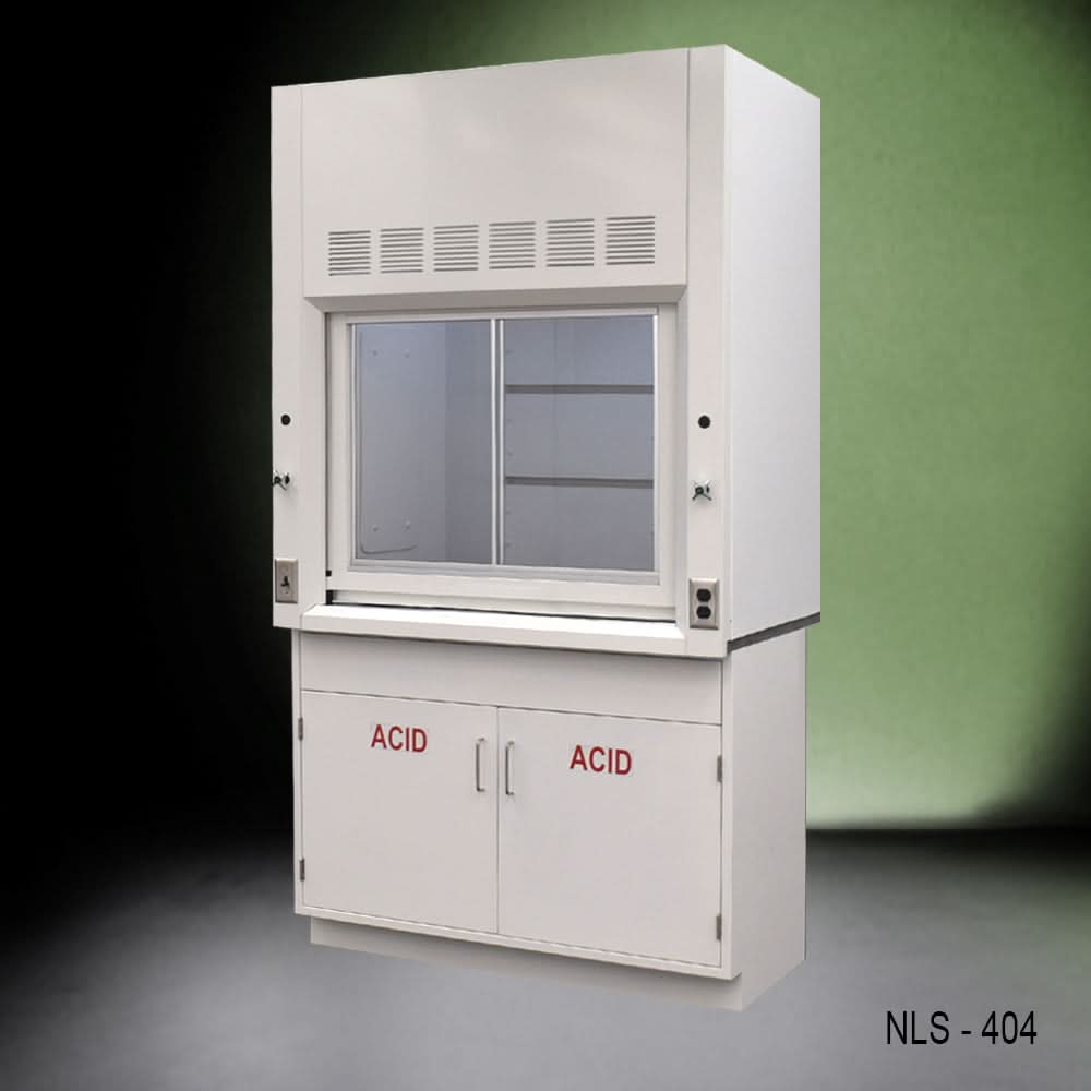 4′ Fisher American Fume Hood w/ Acid Base Cabinets