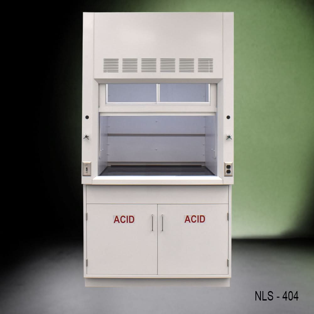 4′ Fisher American Fume Hood w/ Acid Base Cabinets