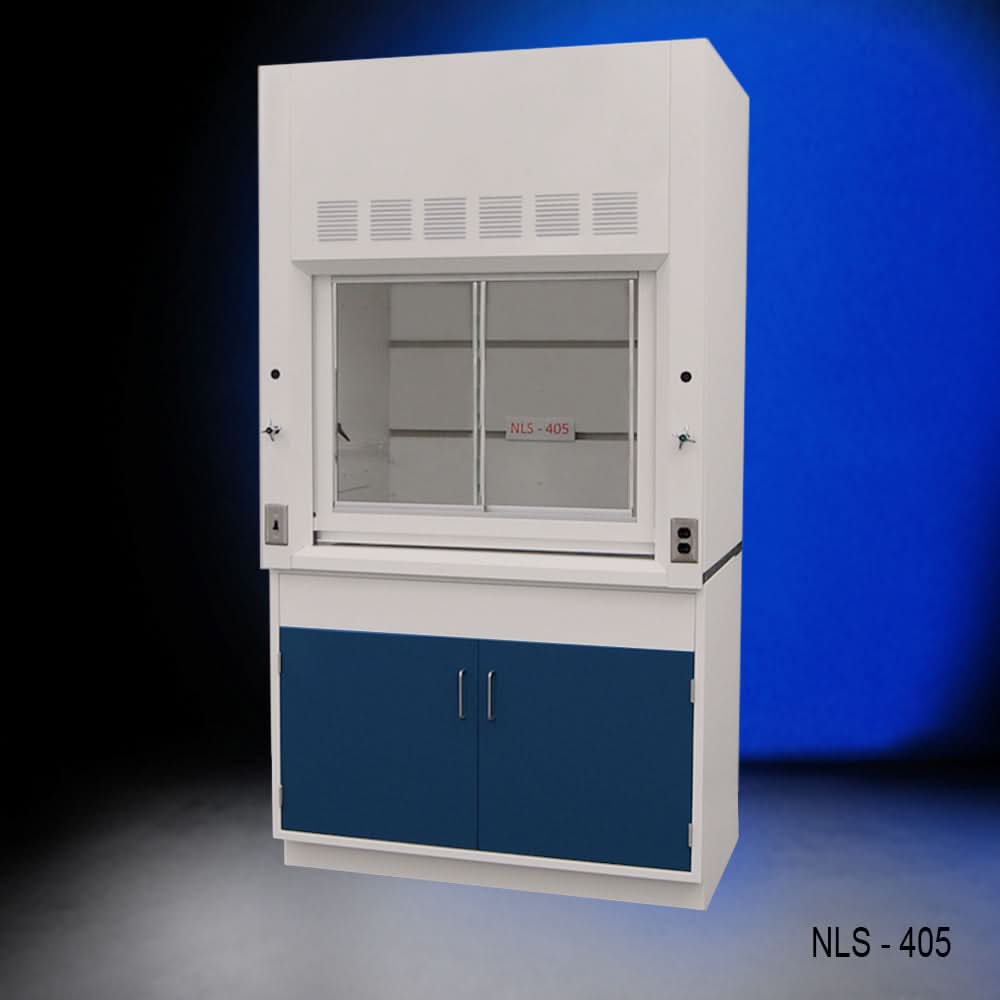 4′ Fisher American Fume Hood w/ Blue Base Cabinets