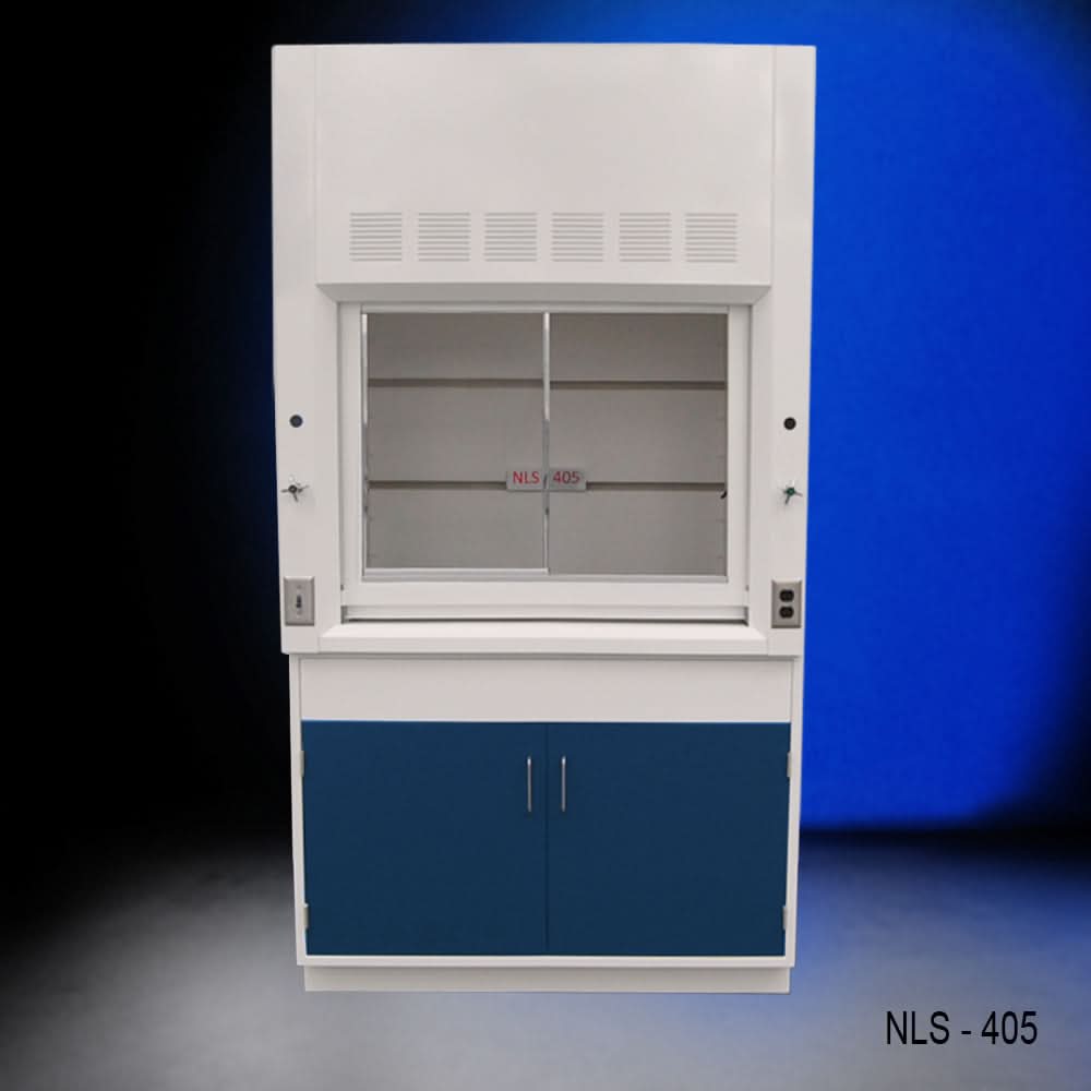 4′ Fisher American Fume Hood w/ Blue Base Cabinets