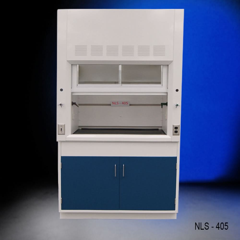 4′ Fisher American Fume Hood w/ Blue Base Cabinets