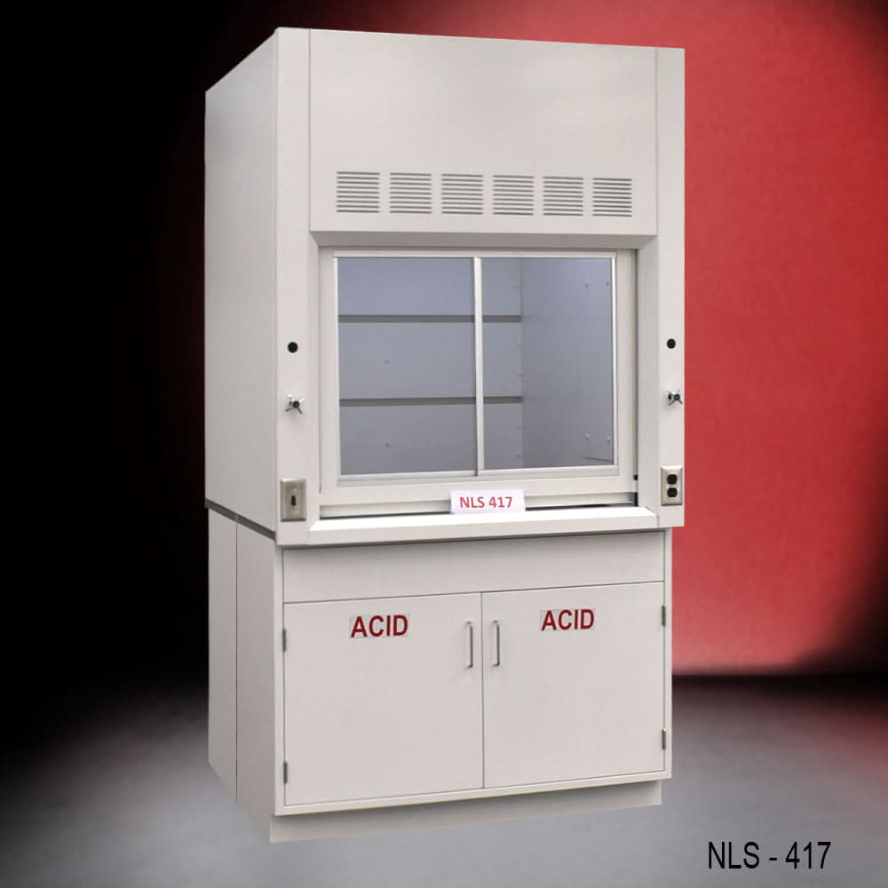 4′ x 4′ Fisher American Fume Hood w/ Acid Cabinets