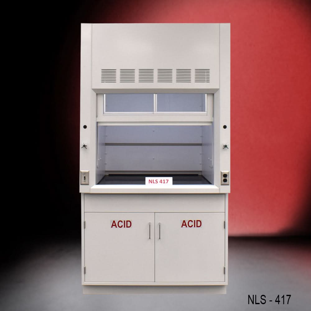 4′ x 4′ Fisher American Fume Hood w/ Acid Cabinets