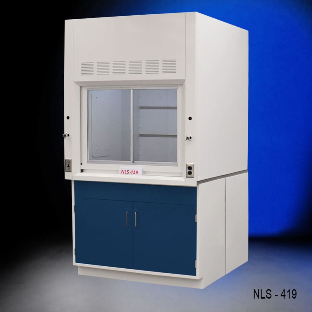 4′ x 4′ Fisher American Fume Hood w/ Blue Storage Cabinet