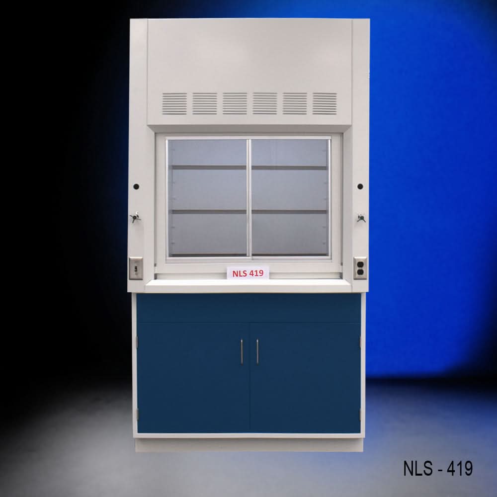 4′ x 4′ Fisher American Fume Hood w/ Blue Storage Cabinet