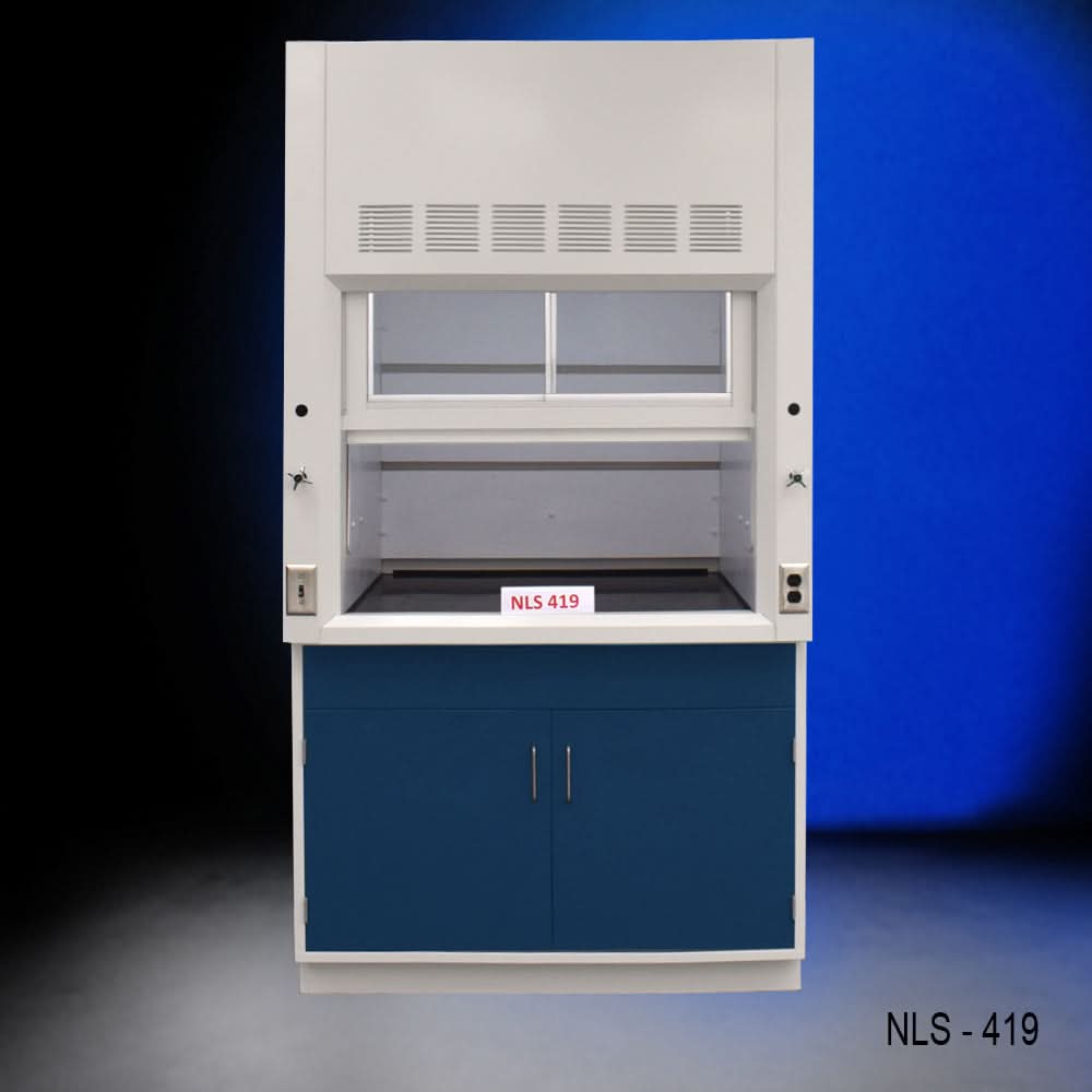 4′ x 4′ Fisher American Fume Hood w/ Blue Storage Cabinet