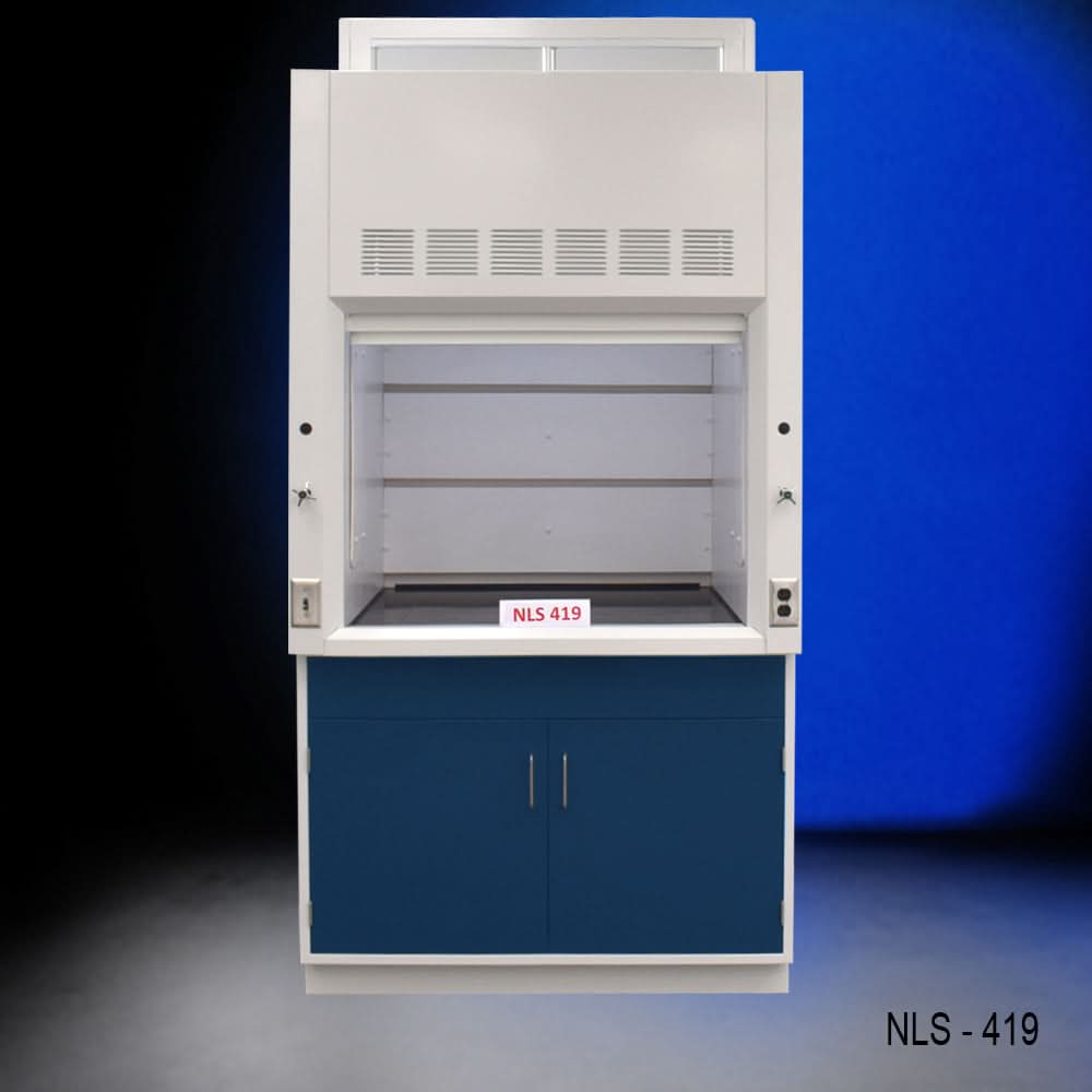 4′ x 4′ Fisher American Fume Hood w/ Blue Storage Cabinet