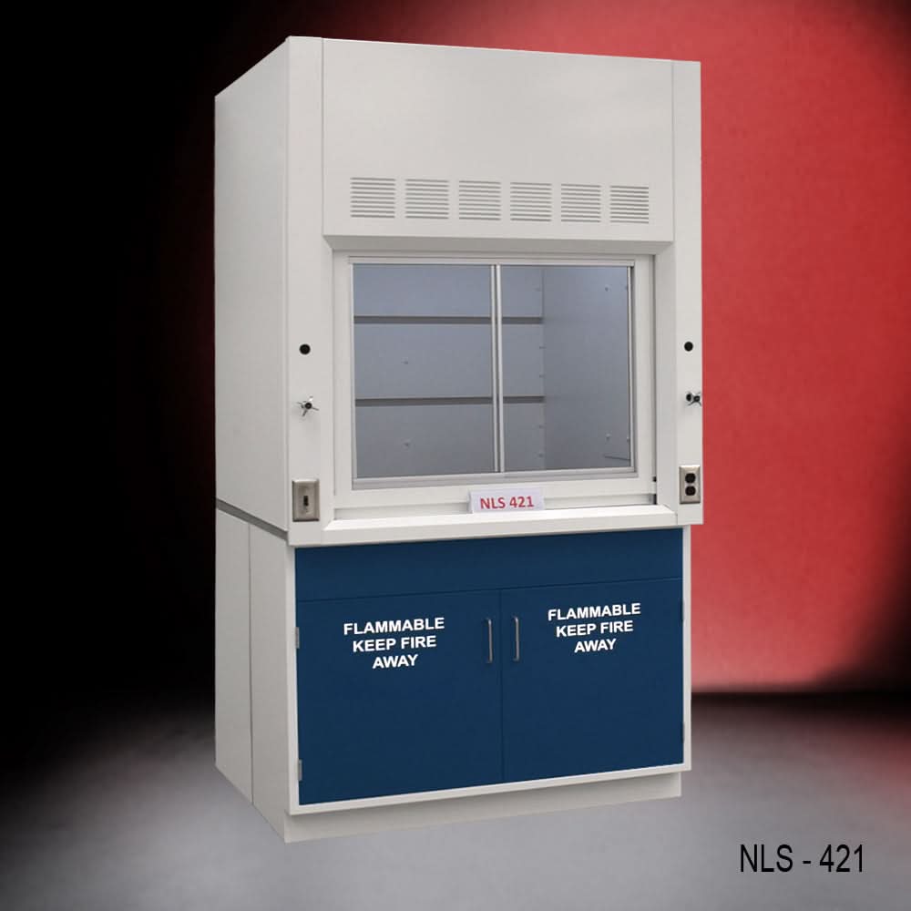 4′ x 4′ Fisher American Fume Hood w/ Blue Flammable Storage