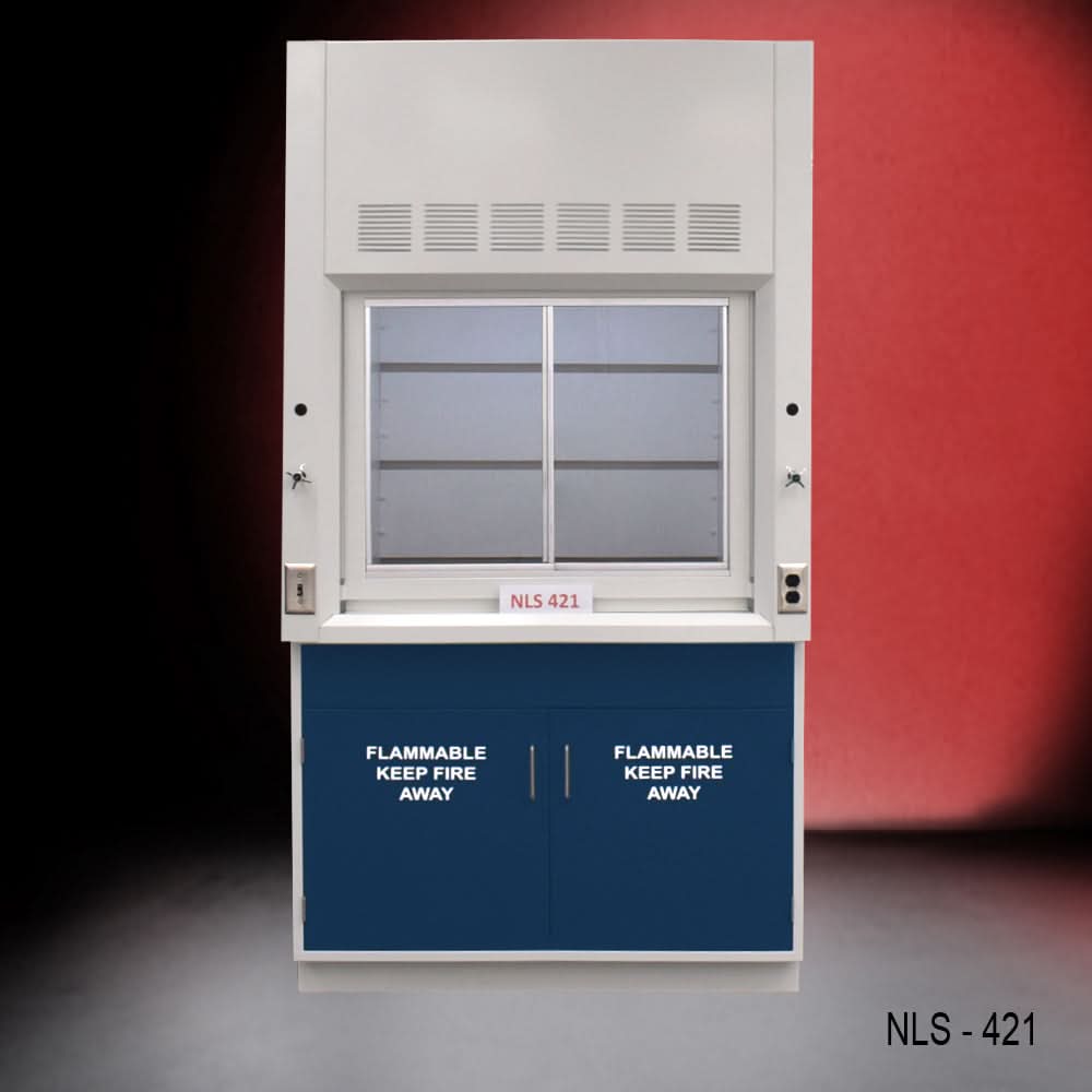 4′ x 4′ Fisher American Fume Hood w/ Blue Flammable Storage