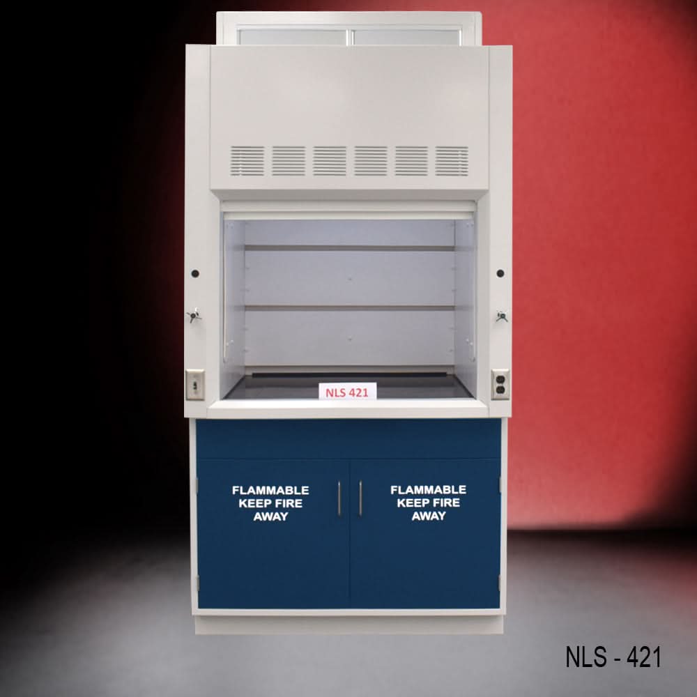 4′ x 4′ Fisher American Fume Hood w/ Blue Flammable Storage