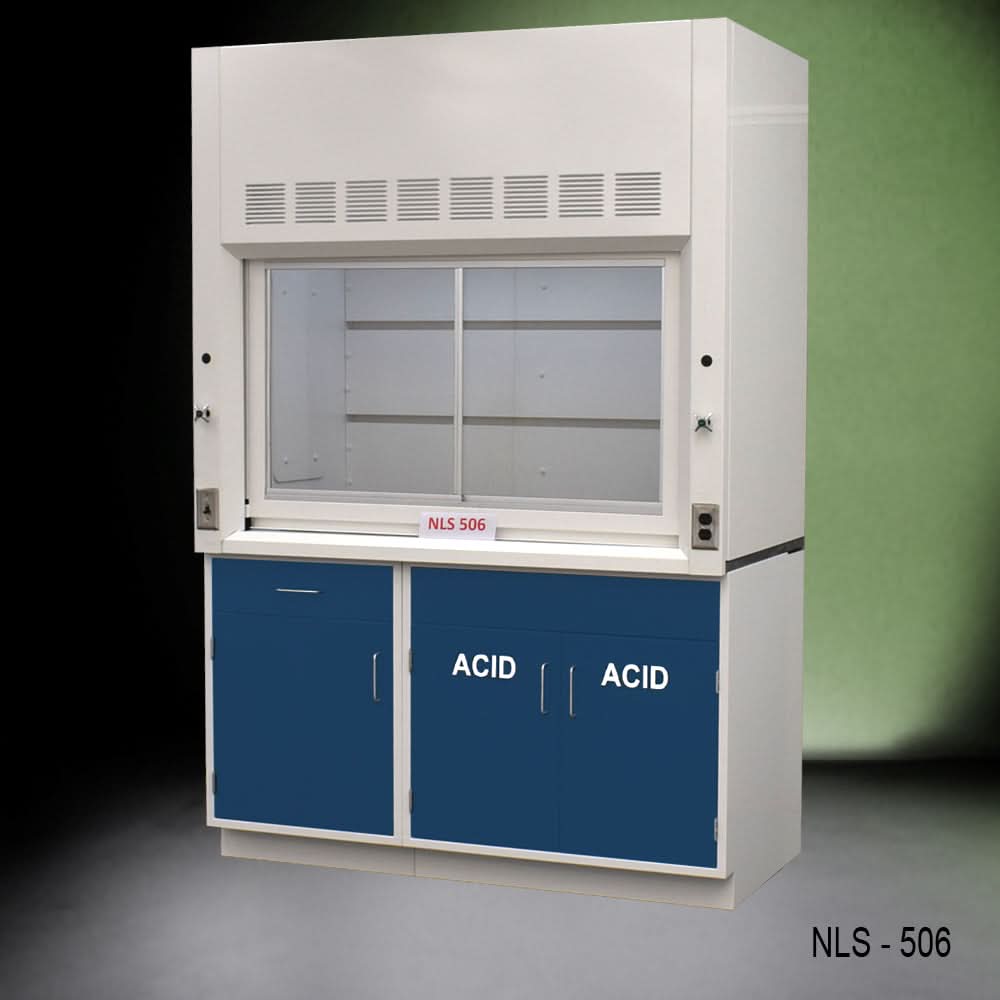 5′ Fisher American Fume Hood w/ Blue ACID Storage