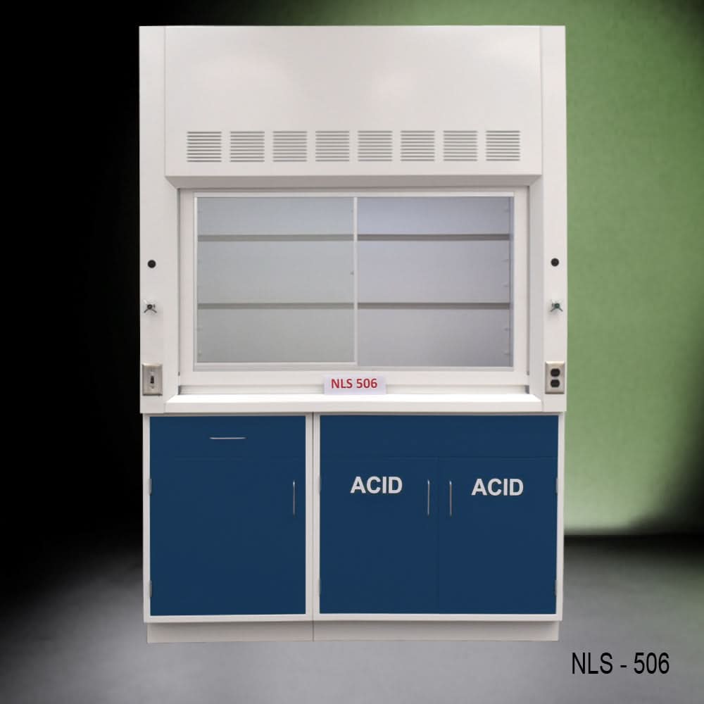 5′ Fisher American Fume Hood w/ Blue ACID Storage