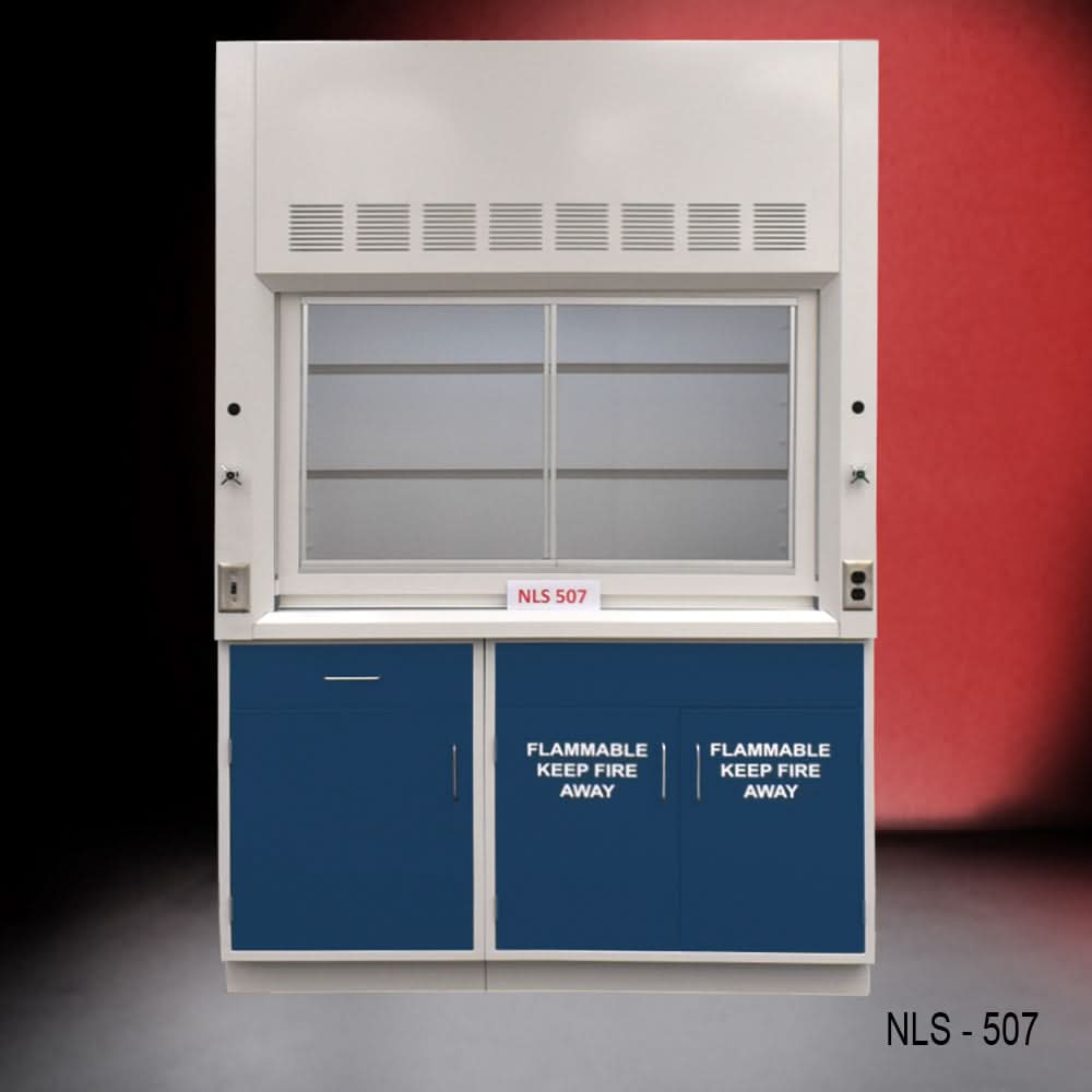 5′ Fisher American Fume Hood w/ Blue Flammable Storage