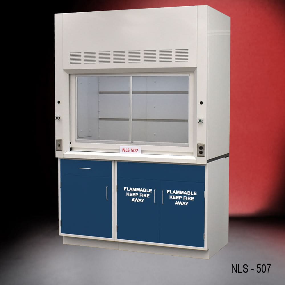 5′ Fisher American Fume Hood w/ Blue Flammable Storage