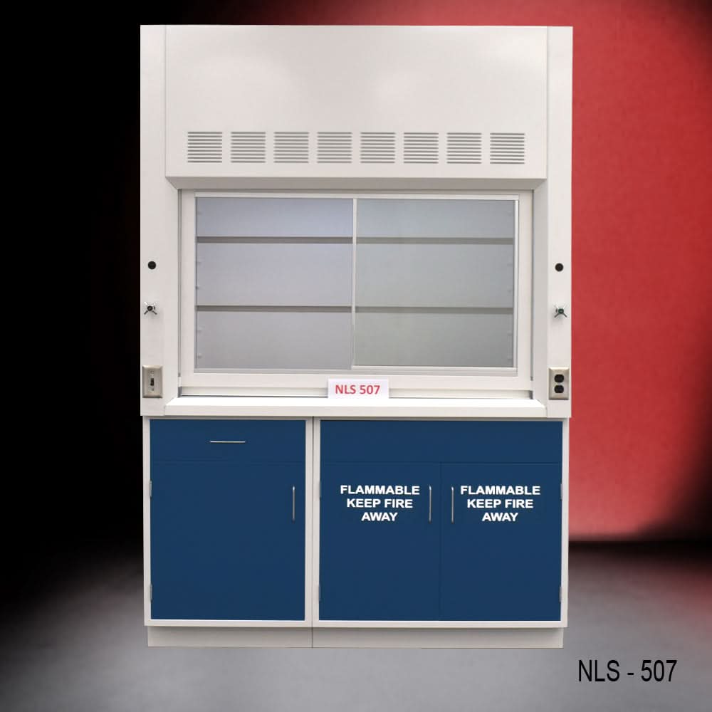 5′ Fisher American Fume Hood w/ Blue Flammable Storage