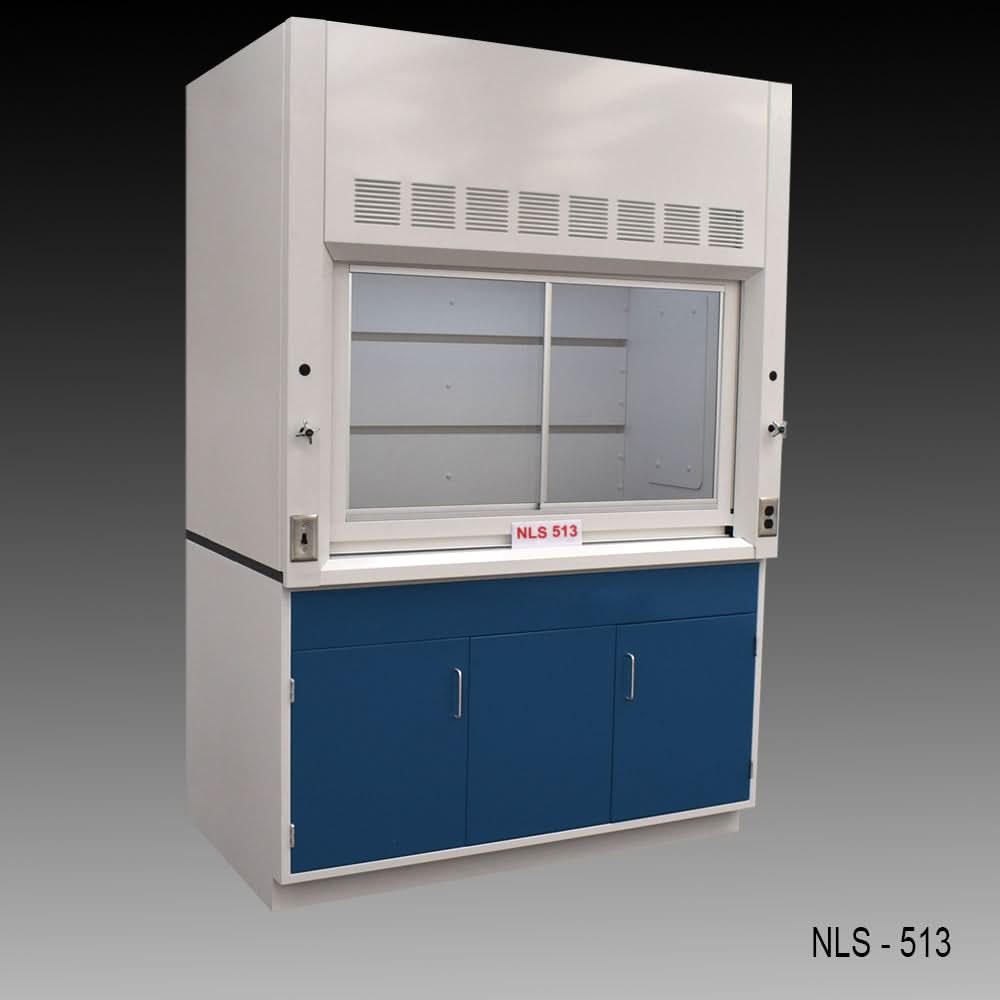 5′ x 4′ Fisher American Fume Hood w/ Blue General Storage Cabinet