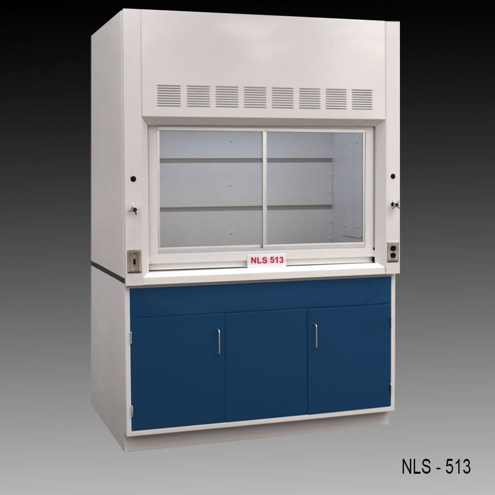 5′ x 4′ Fisher American Fume Hood w/ Blue General Storage Cabinet