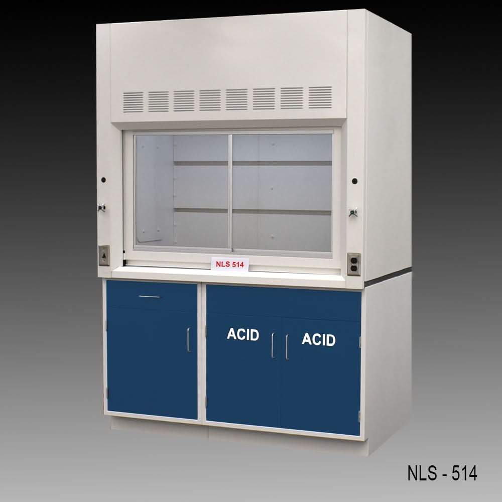 5′ x 4′ Fisher American Fume Hood w/ ACID & General Storage / Blue