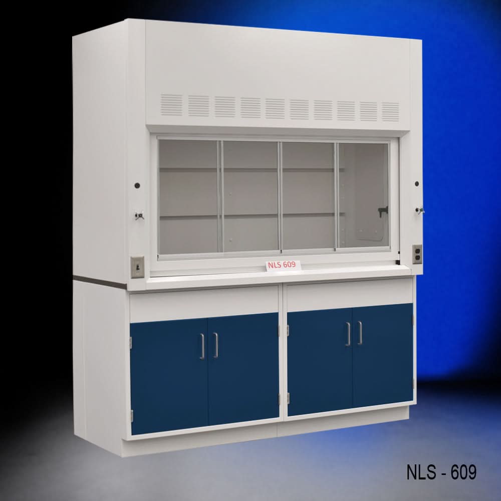 6′ Fisher American Fume Hood w/ Blue Storage Cabinets