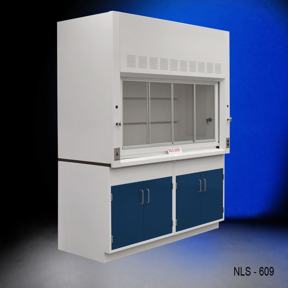 6′ Fisher American Fume Hood w/ Blue Storage Cabinets