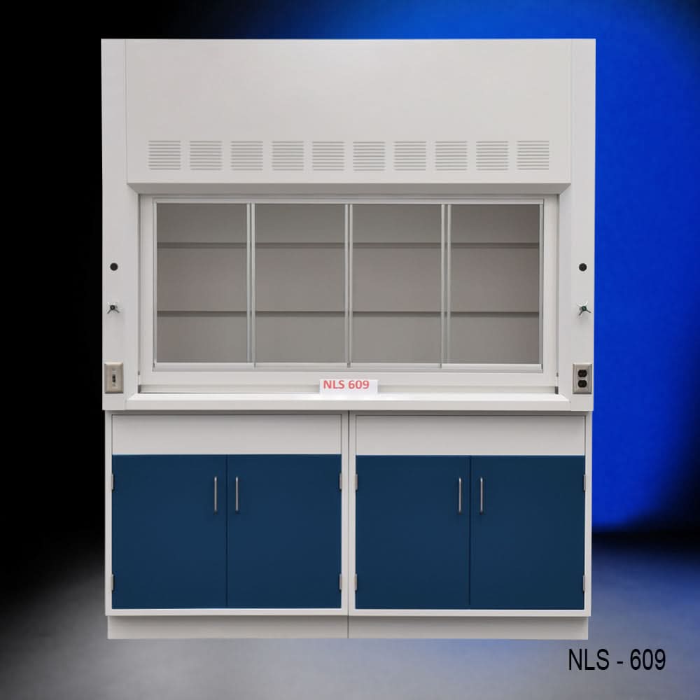 6′ Fisher American Fume Hood w/ Blue Storage Cabinets